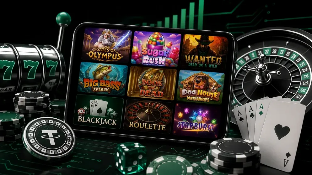 grid of slot games from multiple casino providers